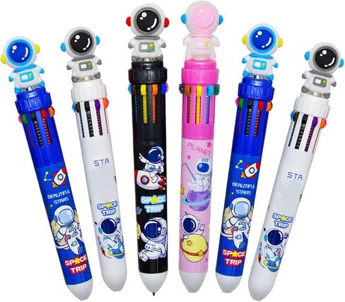 Maydahui 8 Pcs 10-in-1 Multicolor Outer Space Retractable Ballpoint Pen 10 Colors Spaceman Alien Rocket Astronaut Pens 0.5 mm for Office Supplies Space Theme in Saudi Arabia