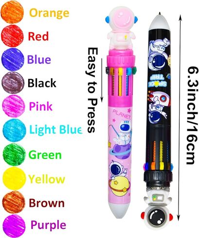 Maydahui 8 Pcs 10-in-1 Multicolor Outer Space Retractable Ballpoint Pen 10 Colors Spaceman Alien Rocket Astronaut Pens 0.5 mm for Office Supplies Space Theme in Saudi Arabia