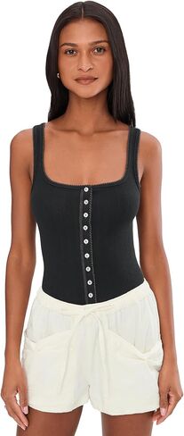 Free People Women's End Game Pointelle Tank Black Medium in Saudi Arabia