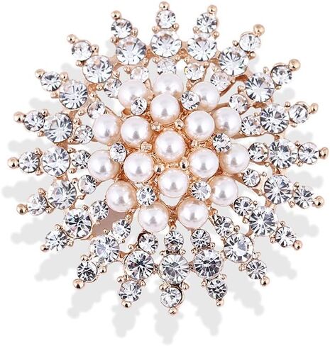 Rhinestone Flower Brooches Pearl Classic Brooch Pins Women Jewelry Accessories in Saudi Arabia