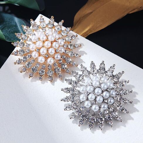 Rhinestone Flower Brooches Pearl Classic Brooch Pins Women Jewelry Accessories in Saudi Arabia