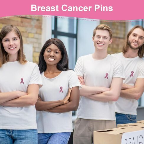 WANDIC 10Pcs Pink Ribbon Brooches Breast Cancer Pins Awareness Ribbon Badges with Diamonds for Public Charity Fundraiser Events in Saudi Arabia
