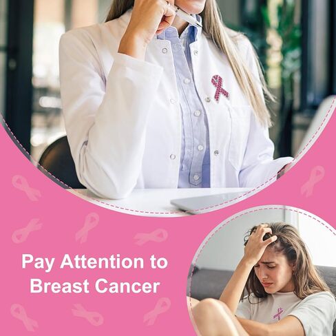 WANDIC 10Pcs Pink Ribbon Brooches Breast Cancer Pins Awareness Ribbon Badges with Diamonds for Public Charity Fundraiser Events in Saudi Arabia