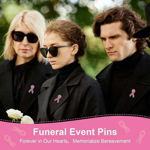 WANDIC 10Pcs Pink Ribbon Brooches Breast Cancer Pins Awareness Ribbon Badges with Diamonds for Public Charity Fundraiser Events in Saudi Arabia