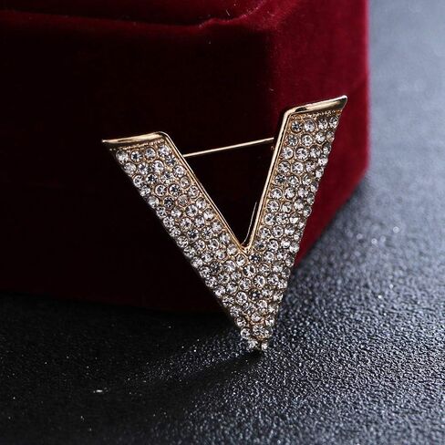 Simple New Letter V-Type Women's Micro-Inlaid Rhinestones Shine Brooch Personality Popular pin Triangle Jewelry in Saudi Arabia