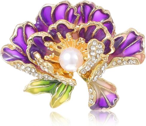 Purple Brooch, Peony Pearl Brooch, Rhinestone Brooches for Women, Exquisite Brooches for Weddings, Parties, Prom Dresses and Coats in Kuwait