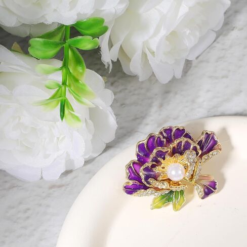 Purple Brooch, Peony Pearl Brooch, Rhinestone Brooches for Women, Exquisite Brooches for Weddings, Parties, Prom Dresses and Coats in Kuwait