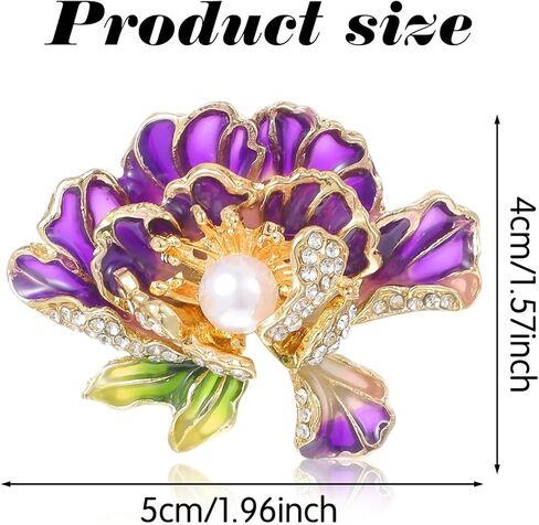 Purple Brooch, Peony Pearl Brooch, Rhinestone Brooches for Women, Exquisite Brooches for Weddings, Parties, Prom Dresses and Coats in Kuwait