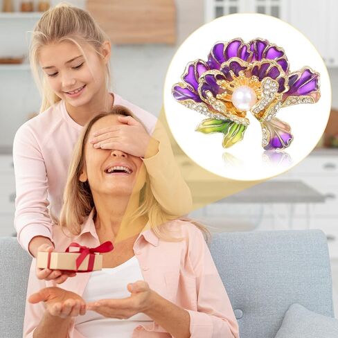 Purple Brooch, Peony Pearl Brooch, Rhinestone Brooches for Women, Exquisite Brooches for Weddings, Parties, Prom Dresses and Coats in Kuwait