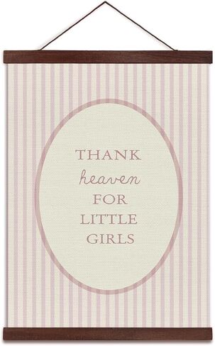YZSLA Girls Room Wall Art Decor,Thank Heaven for Little Girls, Vintage Nursery Baby Girls Room,Pink Stripe Wall Art Hanging Toddler Playroom Bedroom Dorm Decor,12x16 inch in Saudi Arabia