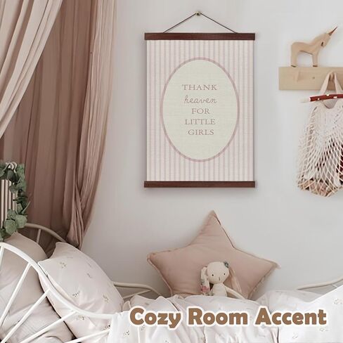 YZSLA Girls Room Wall Art Decor,Thank Heaven for Little Girls, Vintage Nursery Baby Girls Room,Pink Stripe Wall Art Hanging Toddler Playroom Bedroom Dorm Decor,12x16 inch in Saudi Arabia
