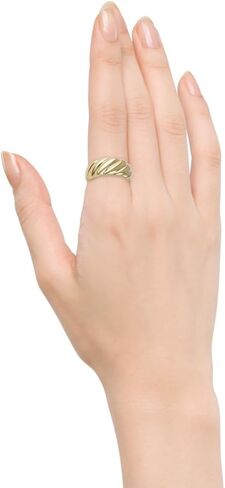 MUSTHAVE 18K Gold Plated Croissant Dome Ring for Women, Open Adjustable Chunky Ring, Lightweight Fashion Jewelry, Twist Shell Design, Yellow Gold in Kuwait