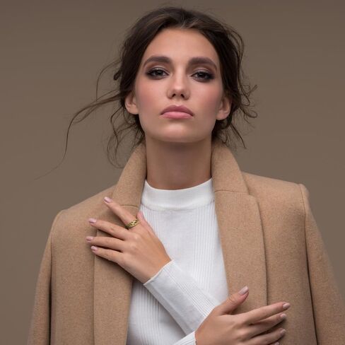 MUSTHAVE 18K Gold Plated Croissant Dome Ring for Women, Open Adjustable Chunky Ring, Lightweight Fashion Jewelry, Twist Shell Design, Yellow Gold in Kuwait