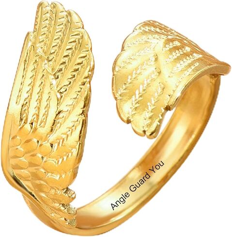 Guardian Angel Hug Wings Ring For Hope Rings, Inspirational Stainless Steel Engraved Angle Guard You Message Adjustable Non Tarnish Jewelry for Women Men Meaningful Gifts in Kuwait
