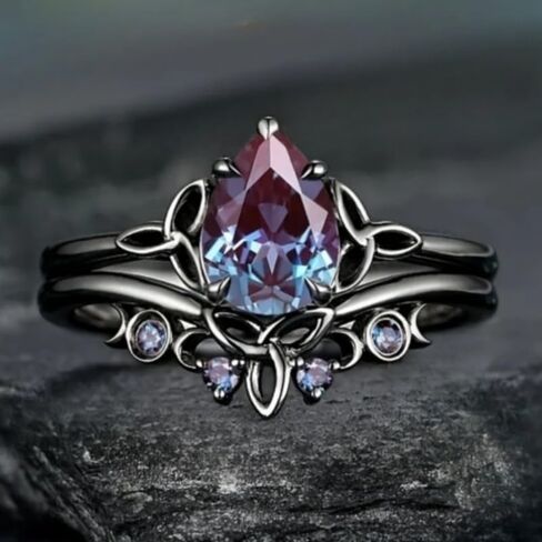 Vintage Blue Zirconia Celtic Knot Rings for Women Party Banquets Anniversary Unique Rings Jewelry in Saudi Arabia