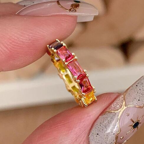 1pc Rainbow Women's Ring, Light And Delicate, Suitable For Daily And Date Wear in Saudi Arabia