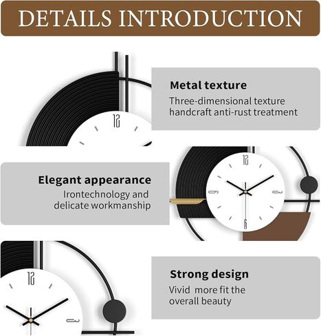 Modern Wall Clock for Living Room,Large Decorative Wall Clock,Digital Creative Silent Clock Battery Operated for Kitchen/Entryway/Bedroom/Office/Dinning Room Metal Wall Decor 18"X31" in Kuwait