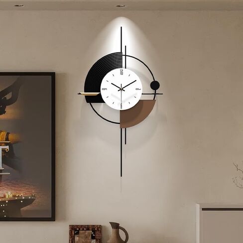Modern Wall Clock for Living Room,Large Decorative Wall Clock,Digital Creative Silent Clock Battery Operated for Kitchen/Entryway/Bedroom/Office/Dinning Room Metal Wall Decor 18"X31" in Kuwait
