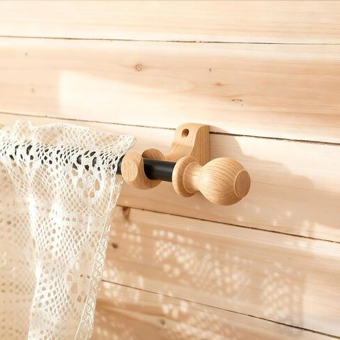 4 Sets Wood Curtain Rod Brackets and Curtain Rod Finals Kit 1.18-inch Diameter Screw on End Caps Brackets with Screws in Kuwait
