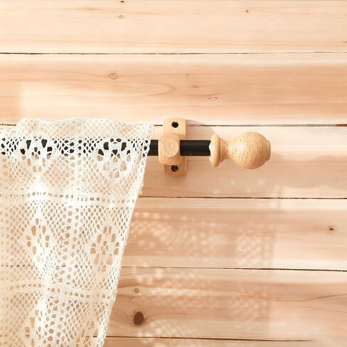 4 Sets Wood Curtain Rod Brackets and Curtain Rod Finals Kit 1.18-inch Diameter Screw on End Caps Brackets with Screws in Kuwait