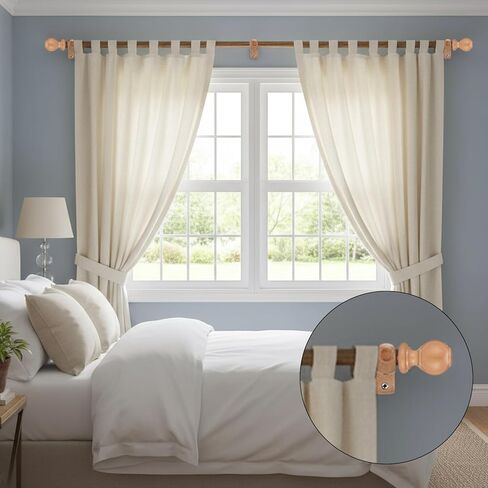 4 Sets Wood Curtain Rod Brackets and Curtain Rod Finals Kit 1.18-inch Diameter Screw on End Caps Brackets with Screws in Kuwait
