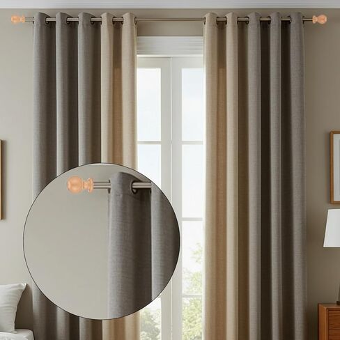 4 Sets Wood Curtain Rod Brackets and Curtain Rod Finals Kit 1.18-inch Diameter Screw on End Caps Brackets with Screws in Kuwait