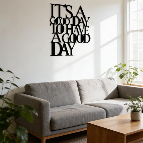 لوحة فنية جدارية معدنية تحفيزية من OQUQO، إنه يوم جيد لقضاء يوم جيد، اقتباسات إيجابية ملهمة، أسود، لغرفة نوم المكتب وغرفة المعيشة (أسود) in Kuwait
