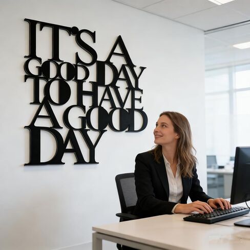 لوحة فنية جدارية معدنية تحفيزية من OQUQO، إنه يوم جيد لقضاء يوم جيد، اقتباسات إيجابية ملهمة، أسود، لغرفة نوم المكتب وغرفة المعيشة (أسود) in Kuwait