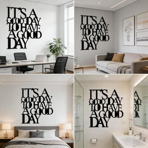 لوحة فنية جدارية معدنية تحفيزية من OQUQO، إنه يوم جيد لقضاء يوم جيد، اقتباسات إيجابية ملهمة، أسود، لغرفة نوم المكتب وغرفة المعيشة (أسود) in Kuwait