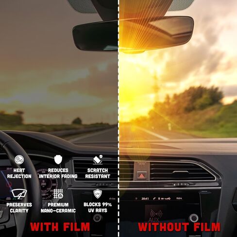 United Window Tint Advance Ceramic 2Ply Nano Ceramic Film Up to 95% IR Rejection Easy Shrinkage Strong Adhesive High Clarity Window Tint Blocks 99% UV Rays (20%, 20" (20 Inch x 100 Feet)) in Kuwait