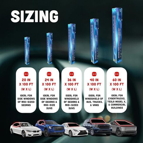 United Window Tint Advance Ceramic 2Ply Nano Ceramic Film Up to 95% IR Rejection Easy Shrinkage Strong Adhesive High Clarity Window Tint Blocks 99% UV Rays (20%, 20" (20 Inch x 100 Feet)) in Kuwait