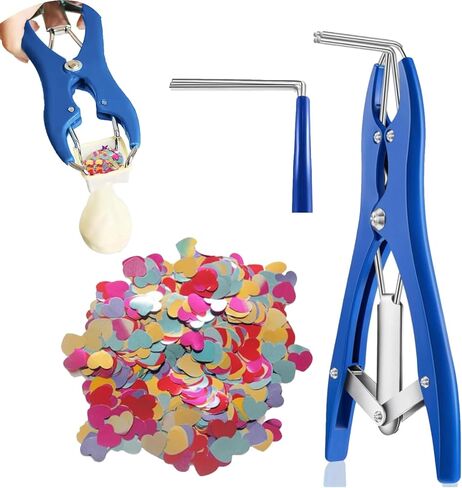 Balloon Stuffing Tool,Balloon Expander Pliers,Balloon Stuffing Machine, Stainless Steel Blue Extended Balloon Mouth Expander & Come with Filling Confetti Paper Multicolor (Heart-shape) in Kuwait