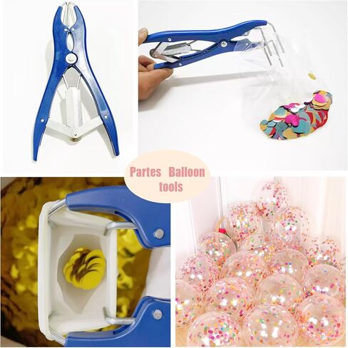 Balloon Stuffing Tool,Balloon Expander Pliers,Balloon Stuffing Machine, Stainless Steel Blue Extended Balloon Mouth Expander & Come with Filling Confetti Paper Multicolor (Heart-shape) in Kuwait