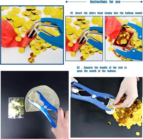 Balloon Stuffing Tool,Balloon Expander Pliers,Balloon Stuffing Machine, Stainless Steel Blue Extended Balloon Mouth Expander & Come with Filling Confetti Paper Multicolor (Heart-shape) in Kuwait