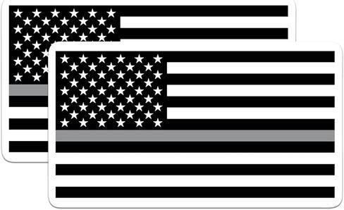 (2 Pack) Thin Grey Line American Flag Stickers - Corrections Officers - Corrections Flag 5 Inches On Longest Side - Premium Vinyl - for Cars, Trucks, Skateboards, Laptops - Made in USA - BMCS0690 in Kuwait