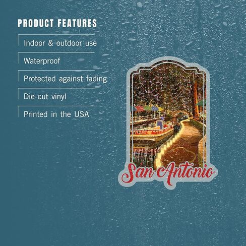 Lantern Press Sticker San Antonio, Texas, The Riverwalk, Die Cut Vinyl, (Waterproof Decal for Cars, Water Bottles, Laptops, Coolers), Small in Kuwait