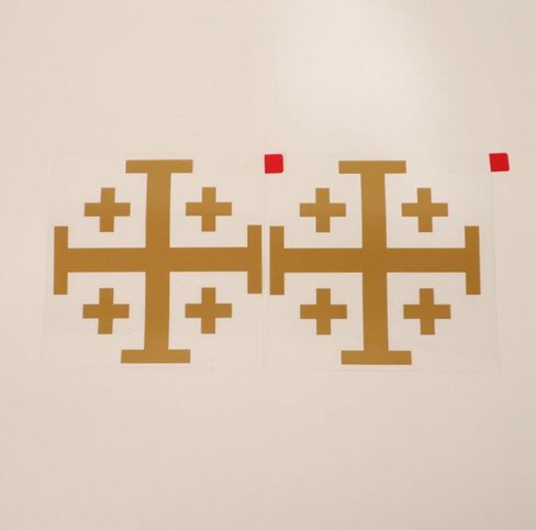 3S MOTORLINE 2X Gold 4'' Jerusalem Cross Crusaders' Cross Die-Cut Vinyl Sticker, Matte Finish, Car, Truck, Vehicles, Laptop, Phone, Window, Toolbox in Saudi Arabia
