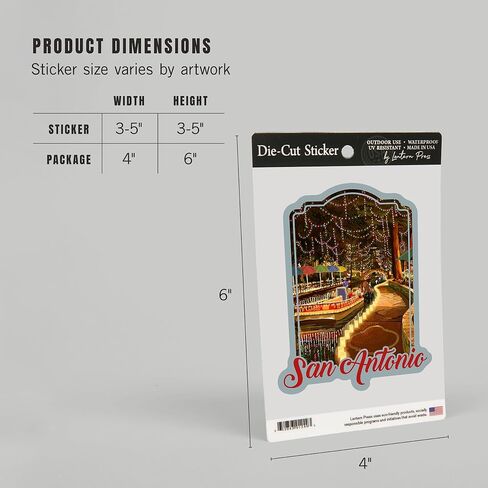 Lantern Press Sticker San Antonio, Texas, The Riverwalk, Die Cut Vinyl, (Waterproof Decal for Cars, Water Bottles, Laptops, Coolers), Small in Kuwait