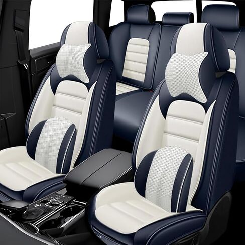 2 Seat Covers for Cadillac SRX 2010-2016 Leather Car Seat Covers Waterproof Anti-Slip Soft Car Seat Protectors Comfort Premium Automotive Seat Covers with Airbag（Luxury,Black+Coffee） in Saudi Arabia