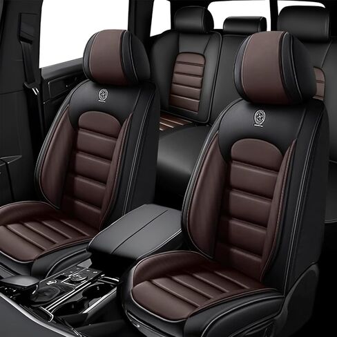 2 Seat Covers for Cadillac SRX 2010-2016 Leather Car Seat Covers Waterproof Anti-Slip Soft Car Seat Protectors Comfort Premium Automotive Seat Covers with Airbag（Luxury,Black+Coffee） in Saudi Arabia