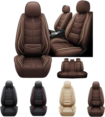 5 Seats with Lumbar Support Car Seat Cushion,for Lexus LS 460 2007-2017,Nappa Leather Car Seat Covers,Non-Slip Waterproof Seat Covers, Airbag Compatible Interior(Deluxe,Beige) in Kuwait