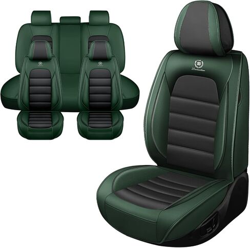 Car Seat Covers for Dodge Ram 3500 2004-2011,Waterproof Soft Breathable PU Leather Seat Cover with Storage Pockets(Black&Green,Full Set) in Saudi Arabia