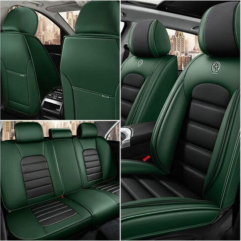Car Seat Covers for Dodge Ram 3500 2004-2011,Waterproof Soft Breathable PU Leather Seat Cover with Storage Pockets(Black&Green,Full Set) in Saudi Arabia