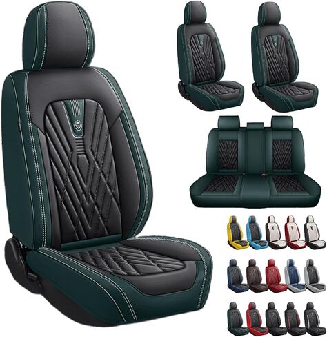 طقم غطاء مقعد سيارة مصنوع من جلد البولي يوريثان الفاخر مناسب لسيارة Honda Civic 2007-2016 ومقاوم للماء وجيد التهوية من الجلد الصناعي (مجموعة كاملة من 5 مقاعد، أسود) in Kuwait