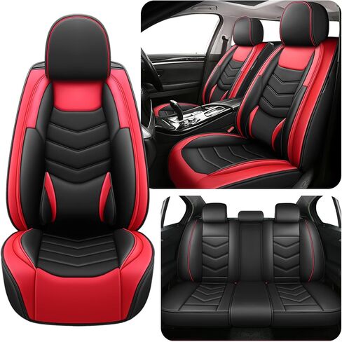 Car Seat Covers Fit for Lexus Nx 200T 2015-2017 Daily Commutes Durable and Side Airbag Compatibility Sports Seat Cover, Full Set, Black Red in Saudi Arabia