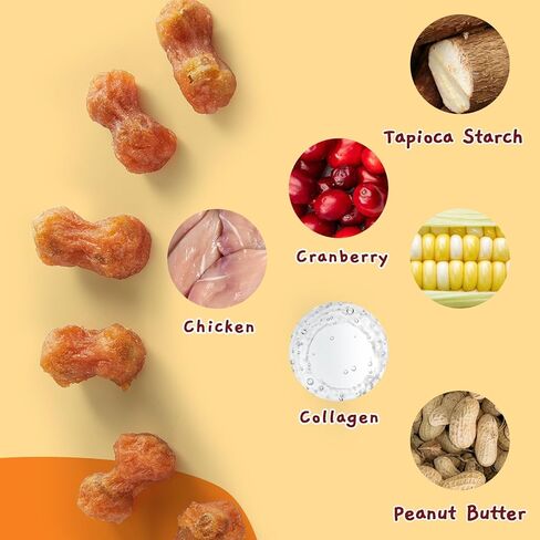 Jungle Calling Rawhide Free Dog Chew Treats, Real Chicken Wrapped Peanut Butter Bones, Teeth Clean Chewy Training Snacks, 6 oz in Kuwait