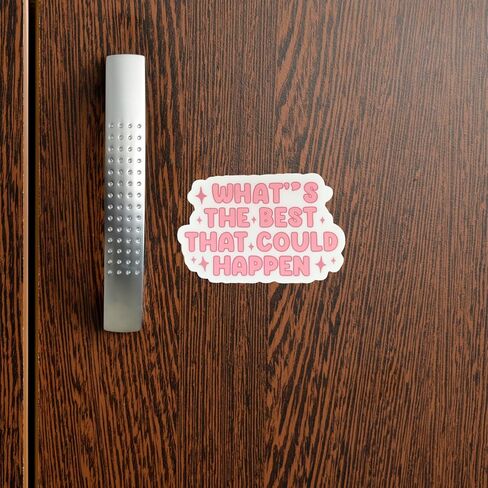 Inspirational Quote Sticker (2 Pcs) – “What’s The Best That Could Happen" UV DTF Waterproof Vinyl Decal for Laptop, Water Bottle, Journal, Car, Skateboard – Motivational Aesthetic Gift in Saudi Arabia
