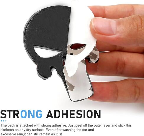 2 PCS Car Skull Sticker Decals, 3D Stereo Metal Skeleton Decorative Sticker, Scratch-cover Self-adhesive Exterior Badge Accessory, for Most Vehicles(Black) in Kuwait