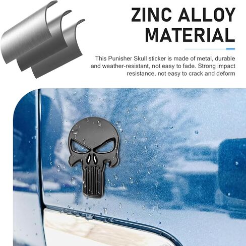 2 PCS Car Skull Sticker Decals, 3D Stereo Metal Skeleton Decorative Sticker, Scratch-cover Self-adhesive Exterior Badge Accessory, for Most Vehicles(Black) in Kuwait