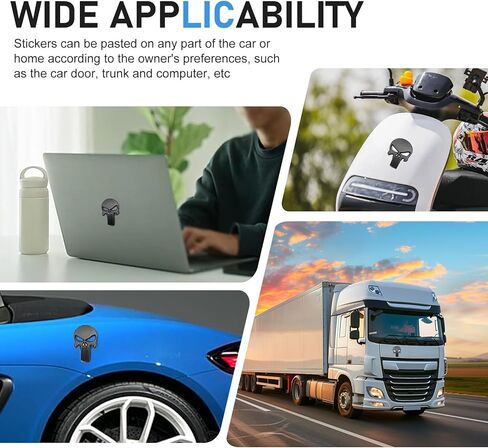 2 PCS Car Skull Sticker Decals, 3D Stereo Metal Skeleton Decorative Sticker, Scratch-cover Self-adhesive Exterior Badge Accessory, for Most Vehicles(Black) in Kuwait